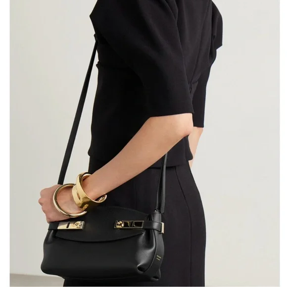 Ferragamo Hug Pouch bag in black and gold hardware - Picture 10 of 11